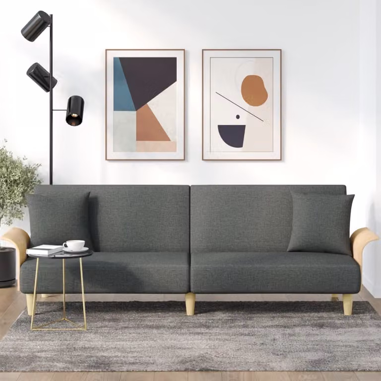 vidaXL Divano Letto Moderno con Braccioli in Tessuto Grigio