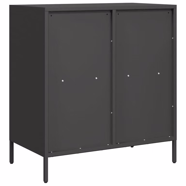 Credenza Nera 68x39x73,5 cm in Acciaio Laminato a Freddo