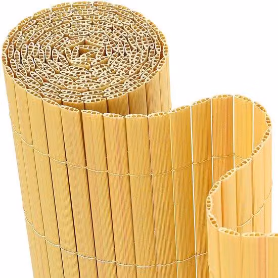 Recinzione in PVC per esterni, ideale per garantire privacy – divisorio per giardino e ringhiera per balcone, colore bambù, dimensioni 1,6 x 5 metri