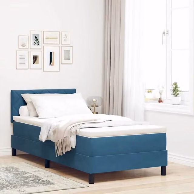 Letto moderno con testiera in velluto blu vidaXL L 100 x P 200 cm