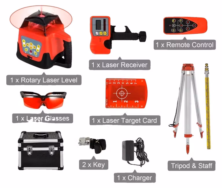 Livella laser, alta precisione, costruzione robusta, set di raggi rossi, modello 2