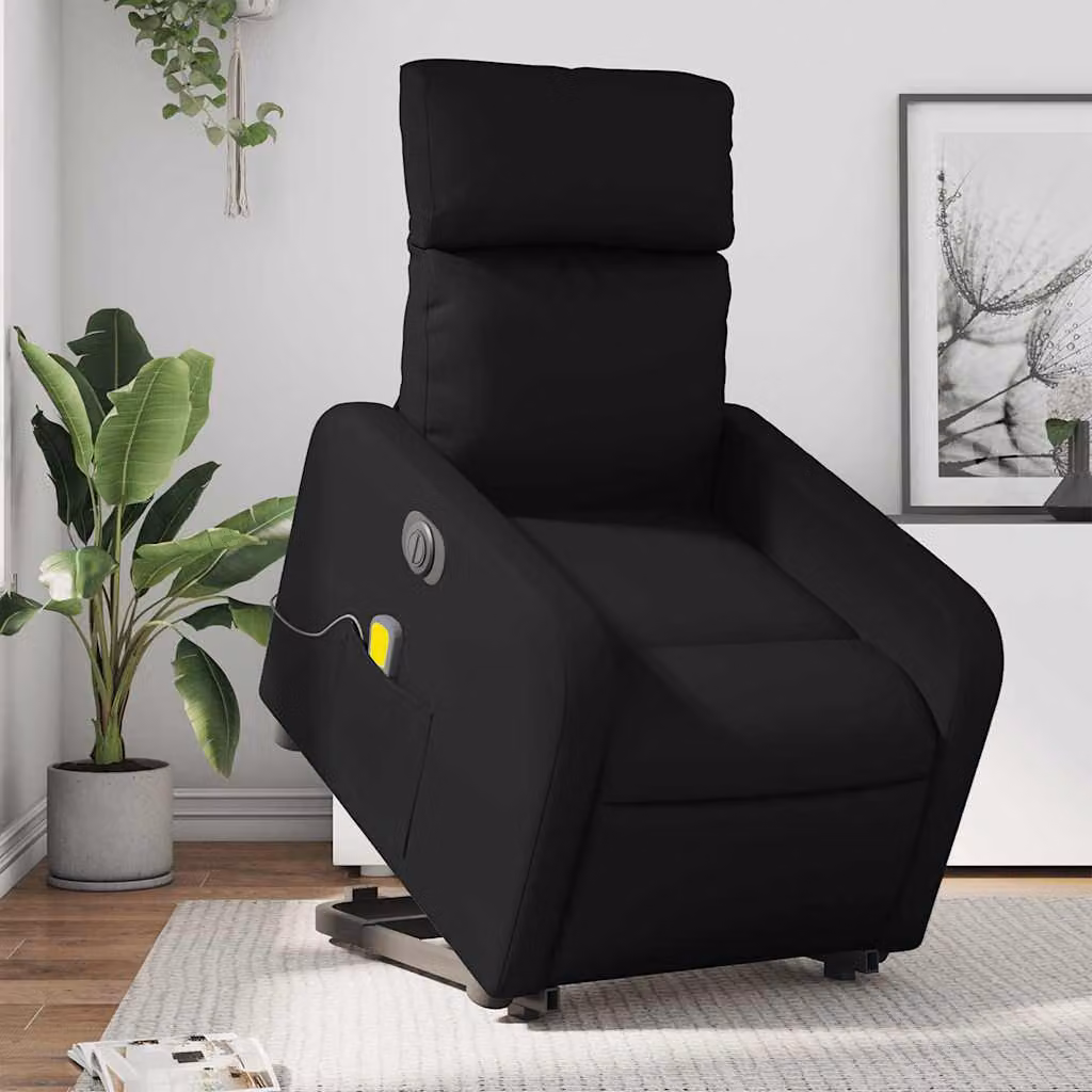 Poltrona Alzapersona Elettrica Massaggiante vidaXL in Similpelle Nera – 1