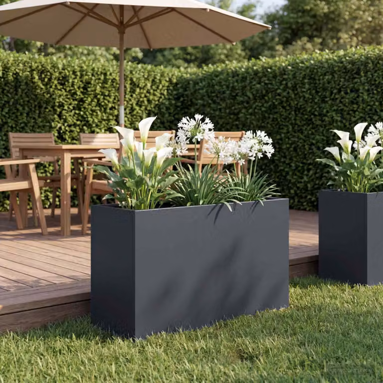 Vaso da giardino vidaXL in metallo colore antracite L: 80 cm, P: 30 cm, H: 40 cm