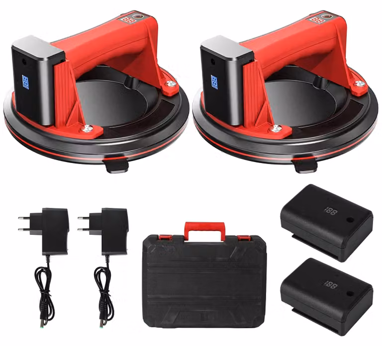 Strumento con ventosa a vuoto, capacità di carico di 200 kg, design ergonomico, confezione da 2 pezzi, colore rosso