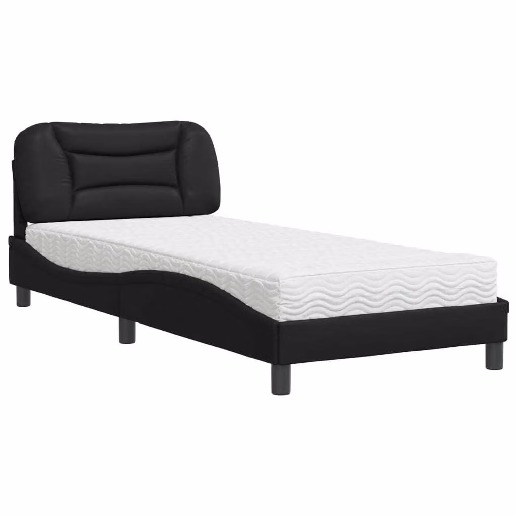 Letto con Materasso Hvar Nero 80x200 cm in Pelle finta