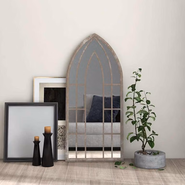 Specchio da parete rettangolare vidaXL in metallo e vetro, colore beige/sabbia, L: 100 cm, H: 45 cm