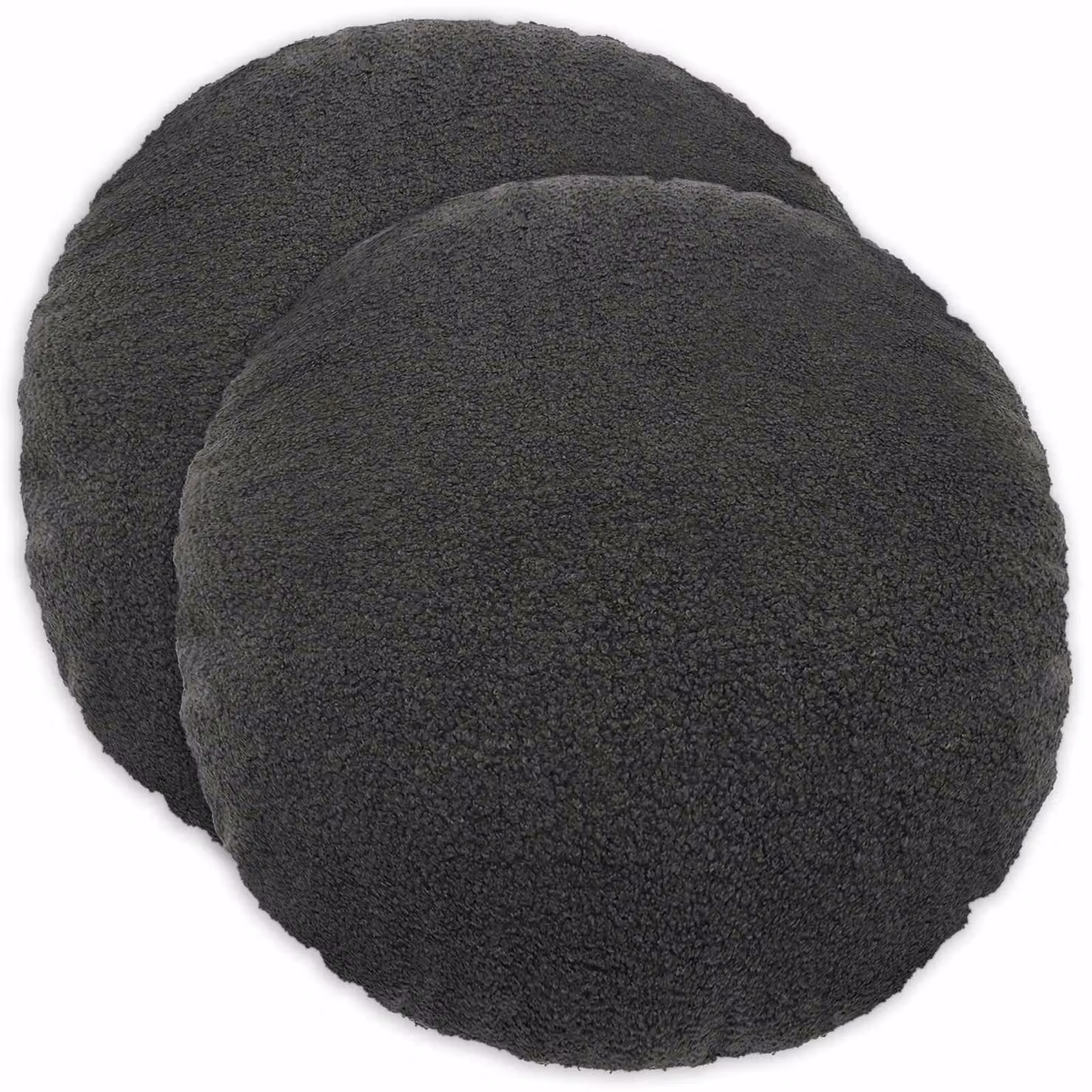 Set di 2 federe rotonde vidaXL HEERLEN in tessuto bouclé grigio scuro, Ø 60 cm