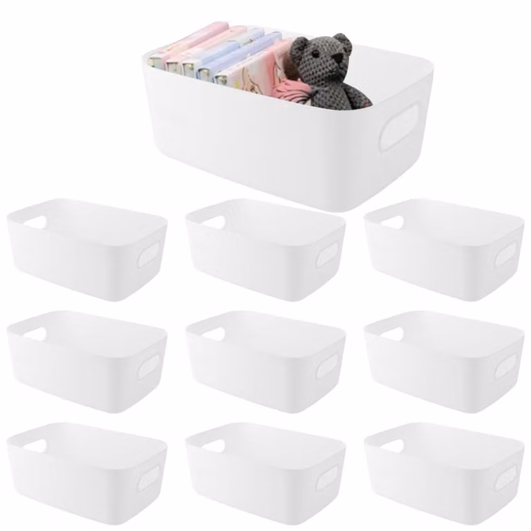 10 contenitori in plastica con maniglie, dimensioni 30 x 20,5 x 12,5 cm