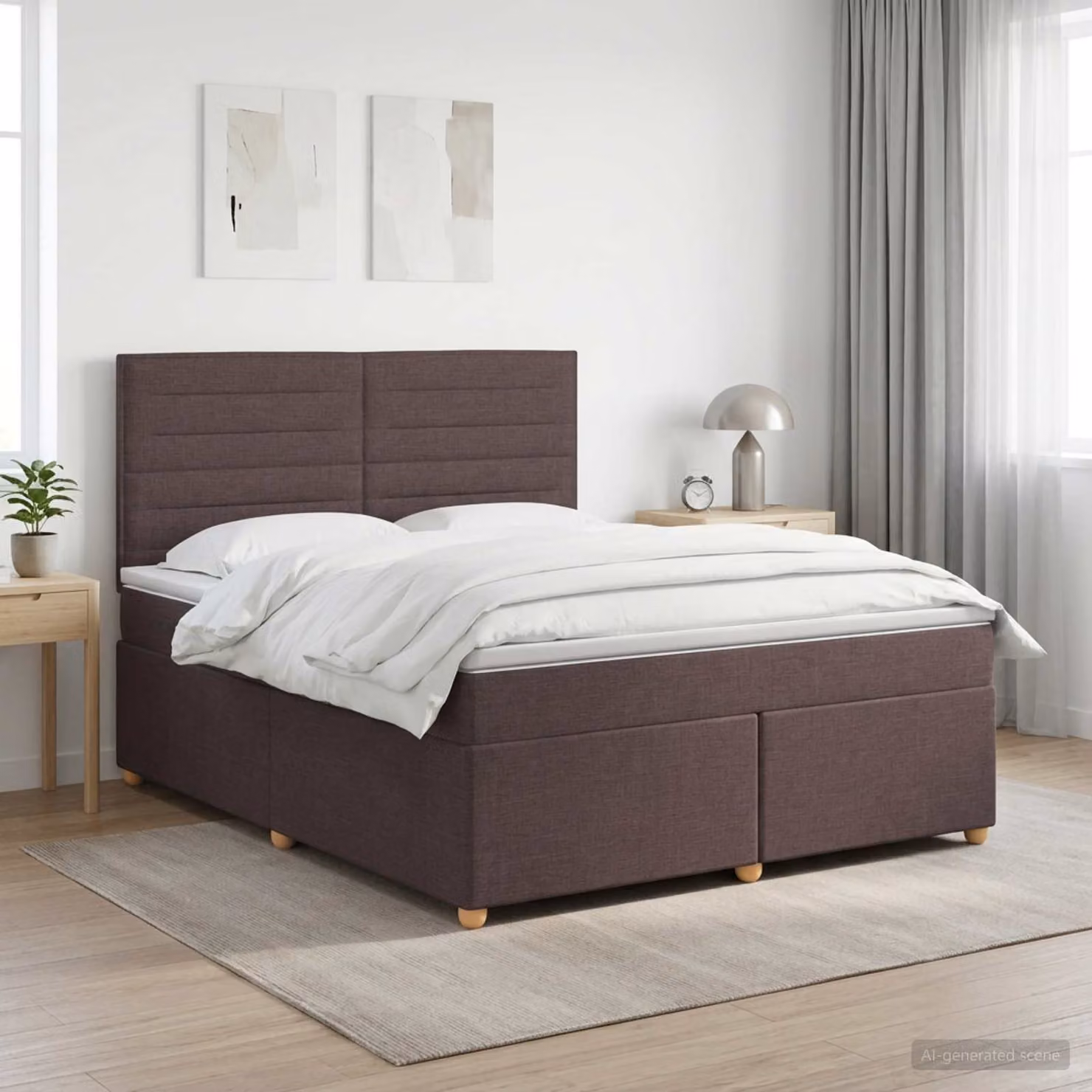 Letto box spring ibrido vidaXL con materasso a molle insacchettate, Marrone e Bianco, L/P/H: 140 x 200 cm