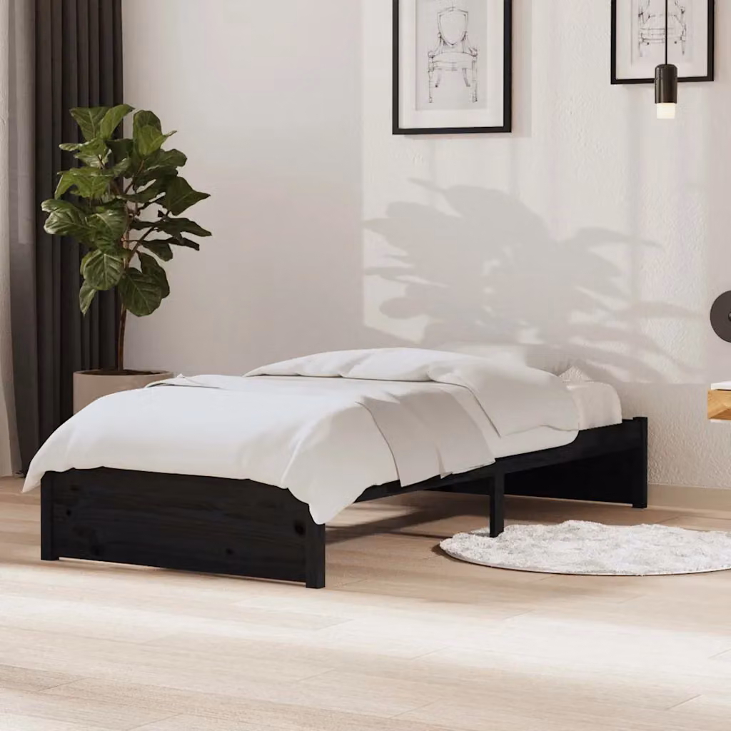 Giroletto singolo vidaXL in legno massello di pino nero L/P: 190 x 90 cm