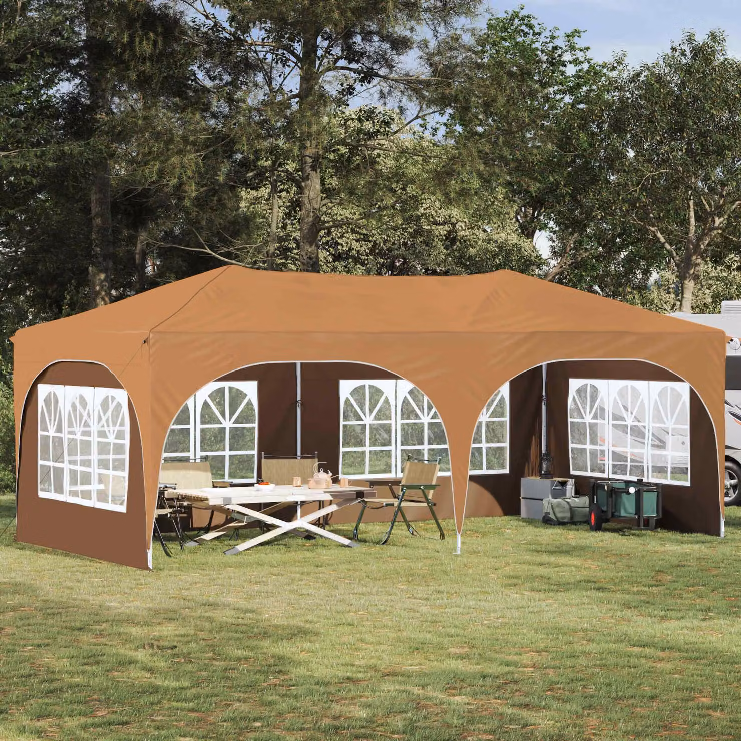 Maison Exclusive - Tenda pop-up per feste, dimensioni 575 x 288 x 245 cm, tessuto Oxford beige