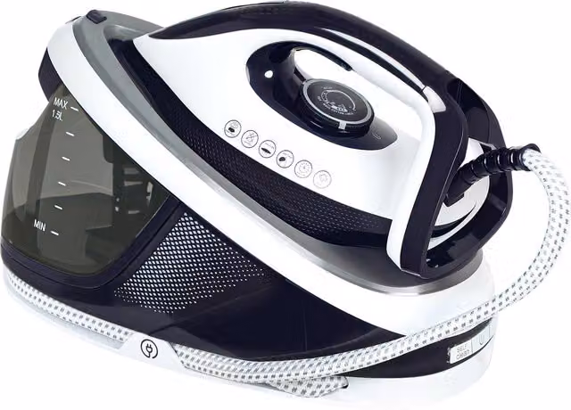 Stazione di stiratura HOMCOM 2600W con suola in ceramica, sistema anti-calcare e serbatoio estraibile da 1,5 l, Blu