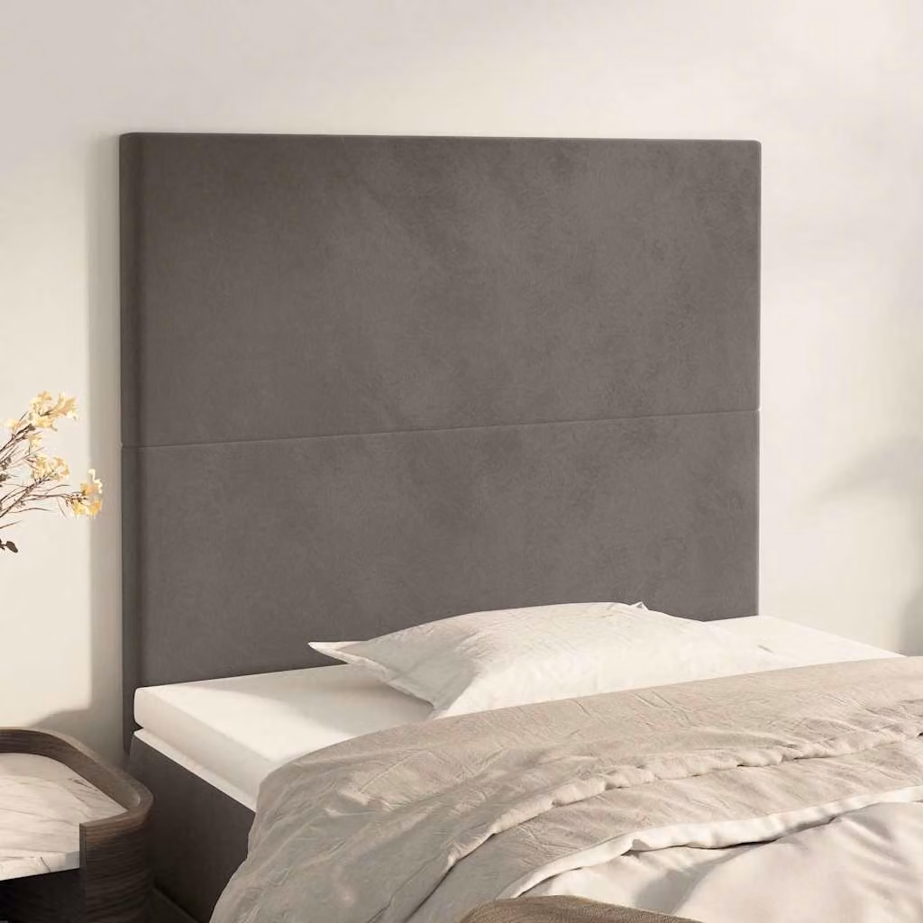 Testiera per letto vidaXL in velluto grigio scuro con struttura in legno, L/P/H: 128 x 80 x 5 cm