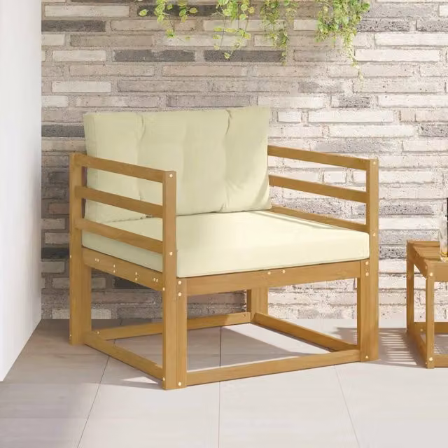 Divano centrale da esterno moderno vidaXL in legno di acacia e poliestere bianco
