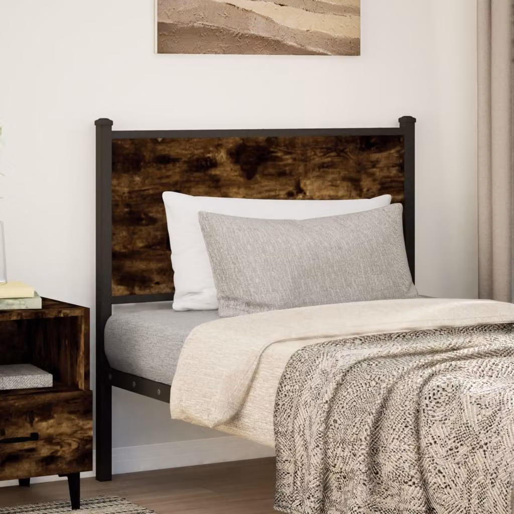vidaXL Testiera di Ricambio Rovere Fumo 90cm Legno Multistrato&Acciaio