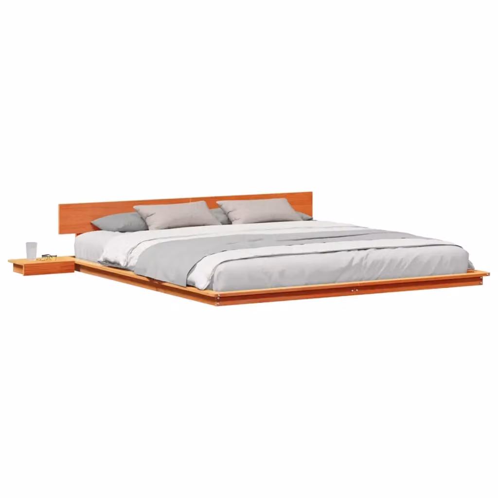 Struttura del letto moderna vidaXL in legno di pino marrone L/P: 200 x 200 cm – 2