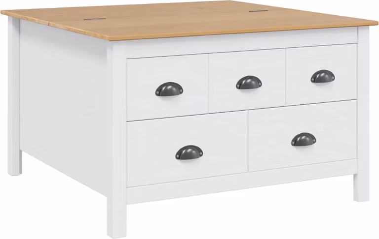 Tavolino da salotto con cassetto HILL Bianco e marrone miele