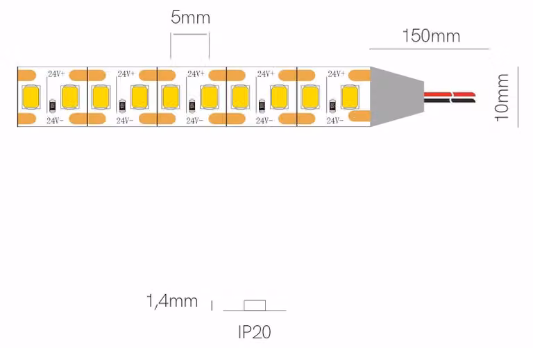 Striscia LED Beneito & Faure FINE 5 metri, 19,2W al metro, protezione IP20, temperatura luce 4000K Neutral White ad alta efficienza - Beneito & Faure