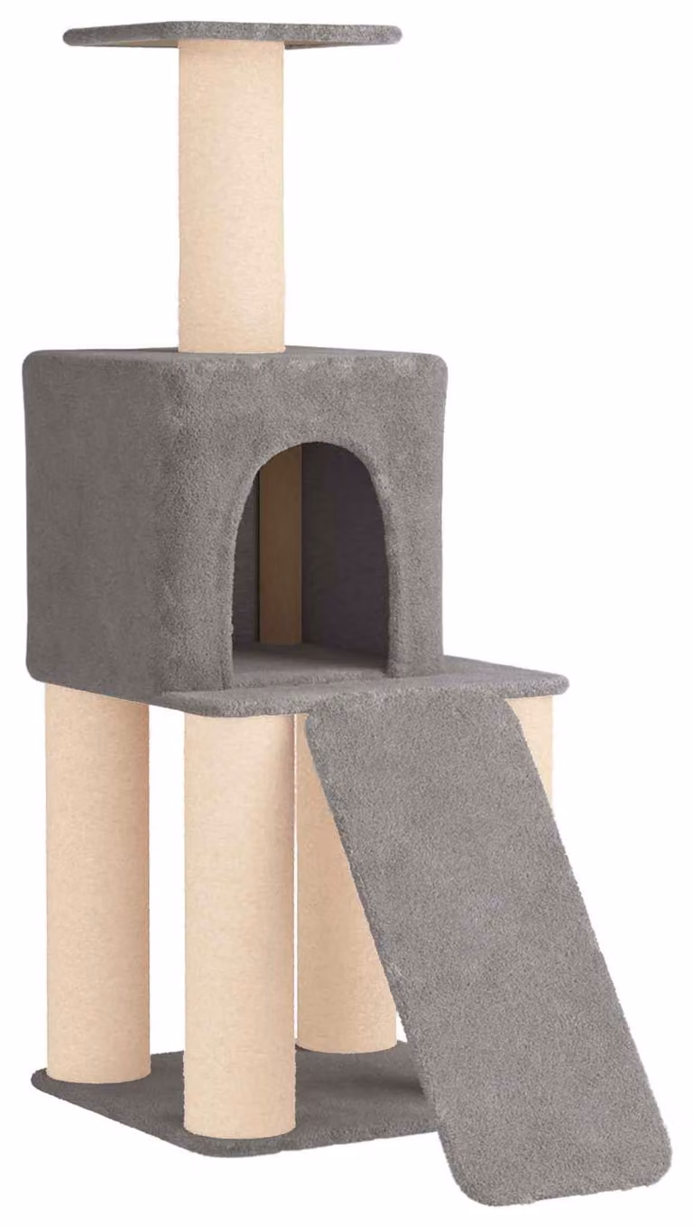 Albero per gatti con pali in sisal, colore grigio chiaro, altezza 146 cm