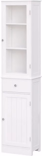 Mobile Colonna Bagno Xylo Bianco con Cassetto e Ripiani Regolabili L/P/H: 40 x 27 x 171,5 cm