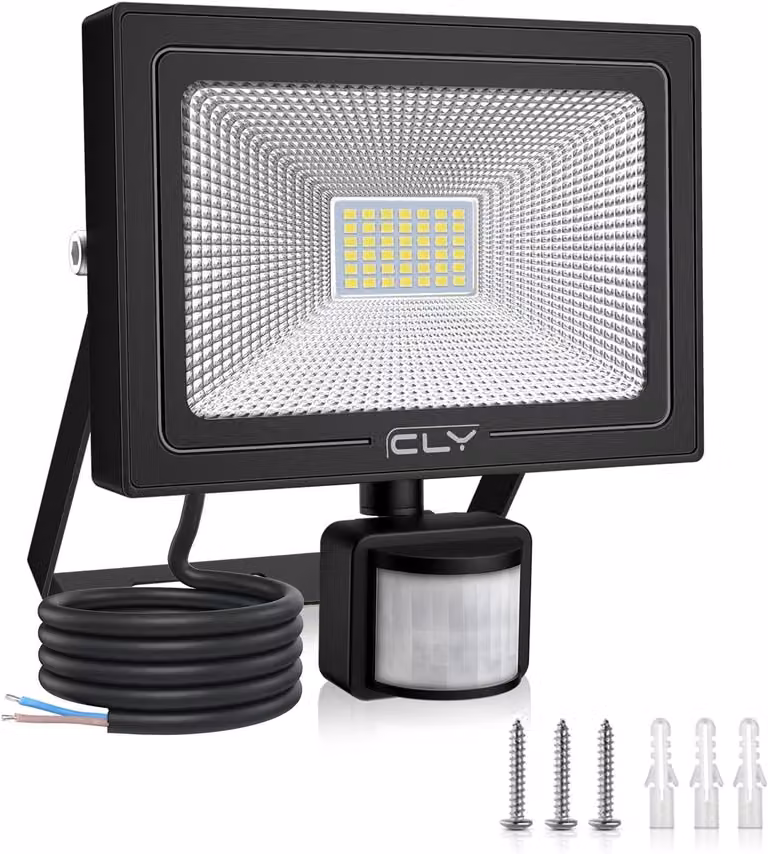 Faretto LED da esterno, 35 W, 3000 lumen, grado di protezione IP66, sensore di movimento, temperatura di colore 6500 K