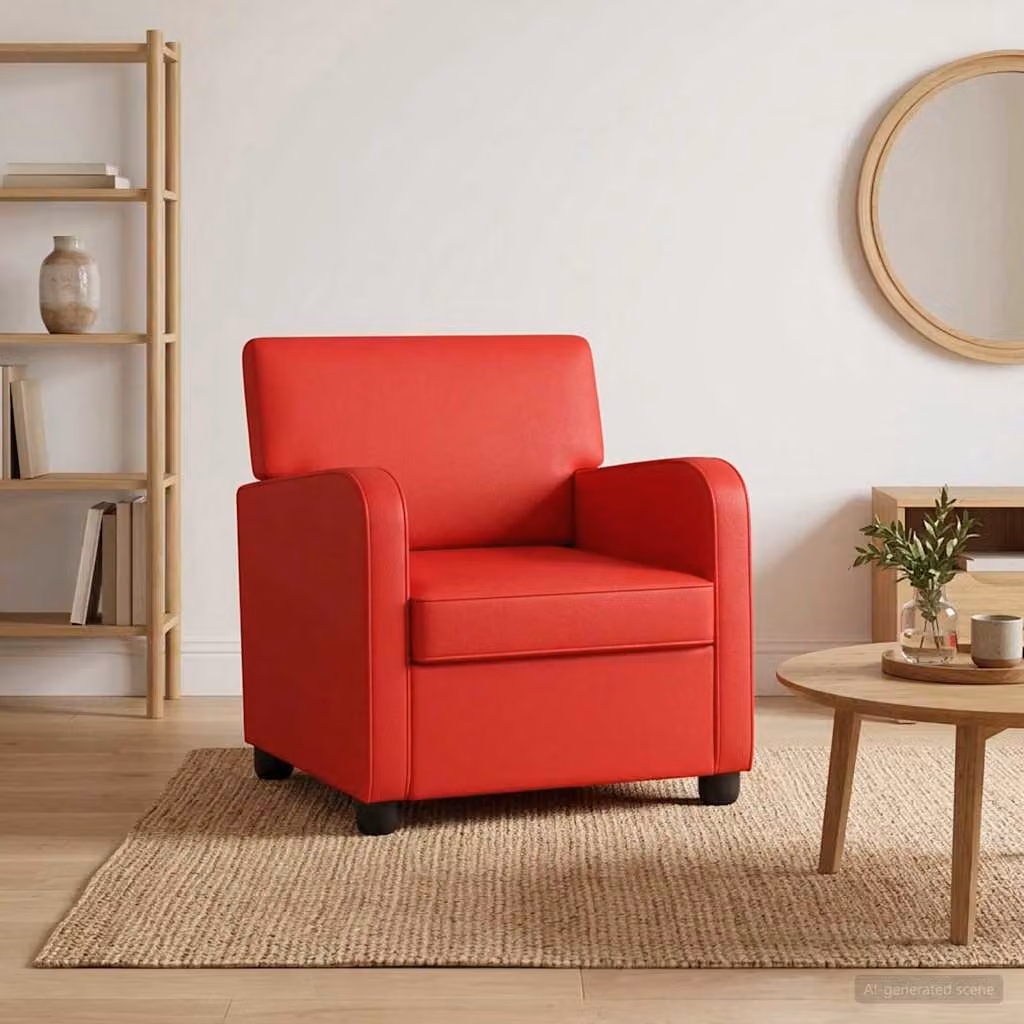 Poltrona moderna vidaXL in similpelle rossa con braccioli e imbottitura in schiuma