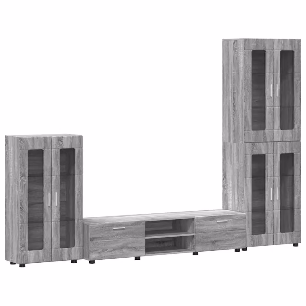 Set mobile TV moderno vidaXL FLORIN in 3 pezzi Grigio, L: 150 cm, P: 39 cm, H: 30 cm – 2