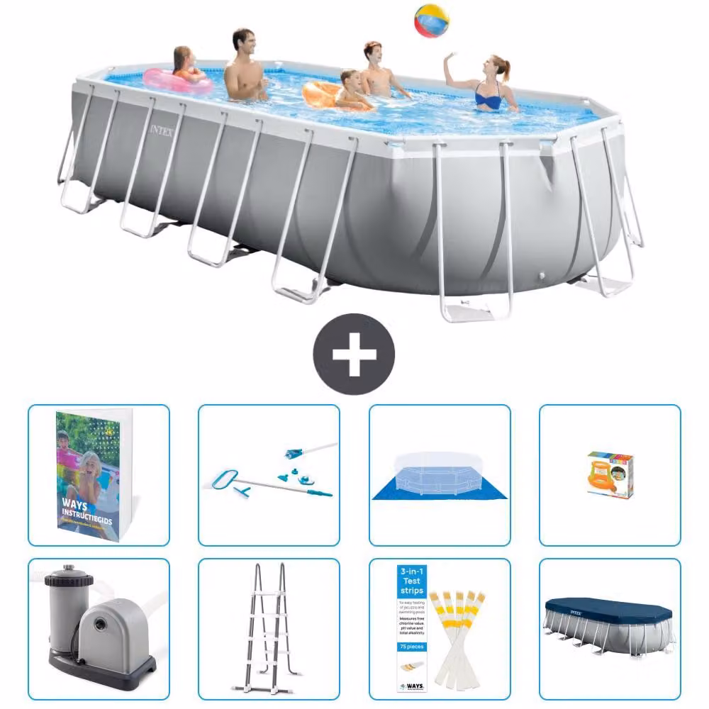 Piscina fuori terra ovale "Prism Frame" - 610x305x122 cm - Kit composto da 7 elementi - Modello S647