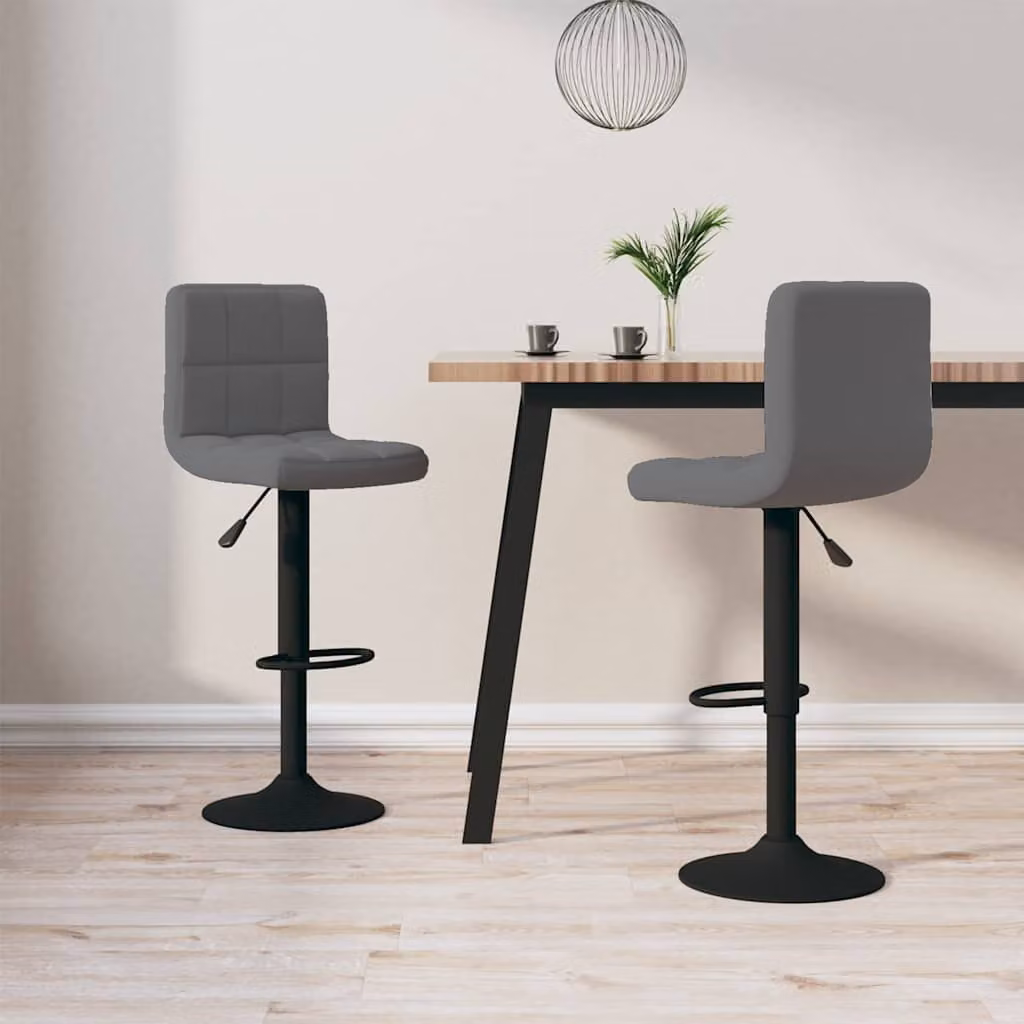 Set di 2 sgabelli da bar vidaXL in velluto grigio scuro con base girevole a 360 gradi