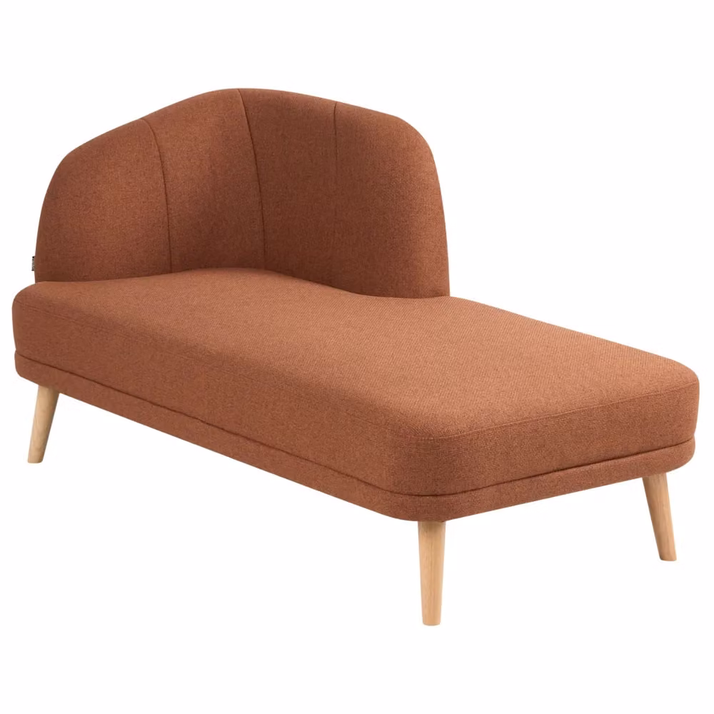 Chaise longue a sinistra BELIANI in tessuto marrone con struttura in legno massello, L/P/H: 153 x 78 x 74 cm – 2