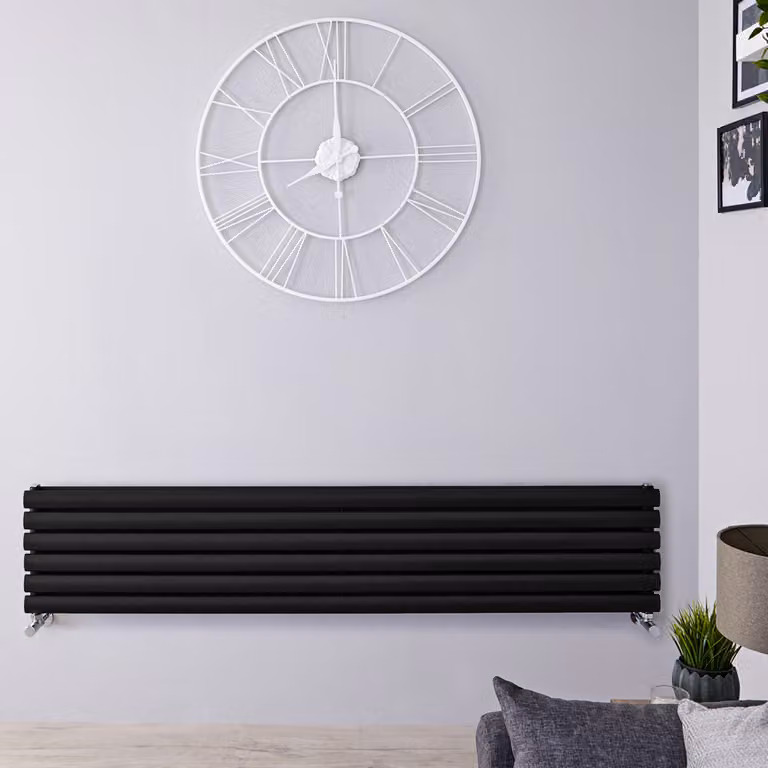 Radiatore di Design Orizzontale - Pannello Doppio - 354mm x 1600mm - Nero - Revive