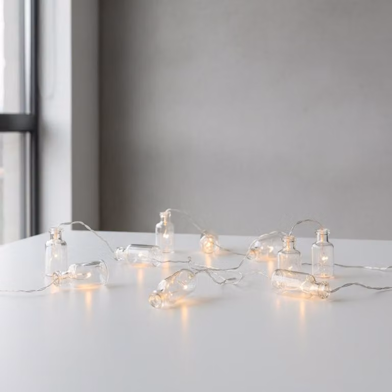 Catena luminosa con 12 LED a forma di bottiglietta