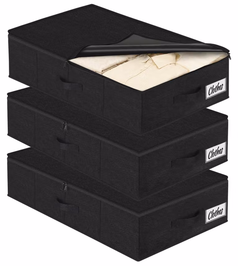 Solidchoice - Set di 3 contenitori portaoggetti da riporre sotto il letto, capacità 50 litri