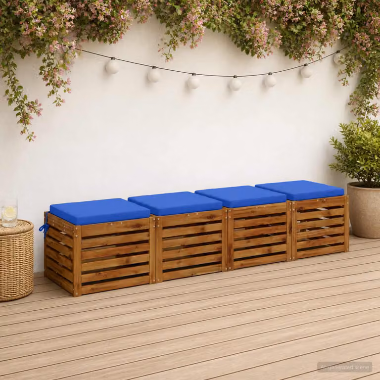 Set di 4 cuscini per sedia vidaXL blu in poliestere con fodera rimovibile e resistenza ai raggi UV