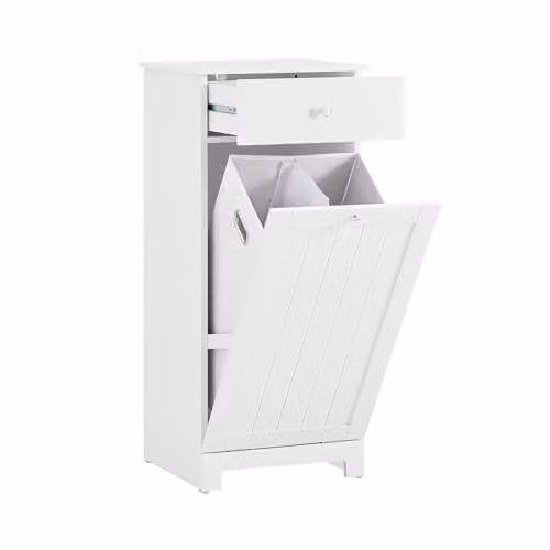 SoBuy Mobiletto Bagno Salvaspazio con Cassetto e Cesto Portabiancheria