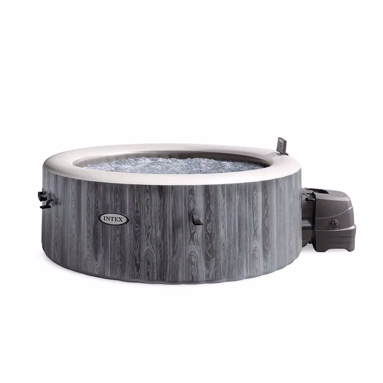 Intex Spa Idromassaggio PureSpa Greywood Deluxe per 6 persone, Grigio Effetto Legno, Diametro: 216 cm, Altezza: 71 cm