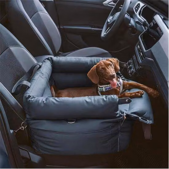 Seggiolino per cani per auto, adatto a cani di piccola e media taglia, realizzato in impermeabile, con collare imbottito e chiusura a velcro. Ideale come cuccia da viaggio e trasportino per animali domestici, adatto a animali fino a 16 kg (blu scuro, tagl