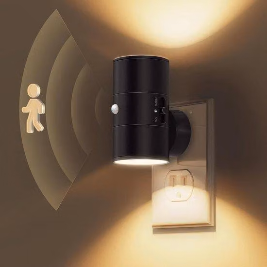 Faretti da corridoio a luce gialla - con sensore di movimento e sensore di luminosità - luce bianca calda - per corridoi, scale, camere da letto, cucine - nero - confezione da 2