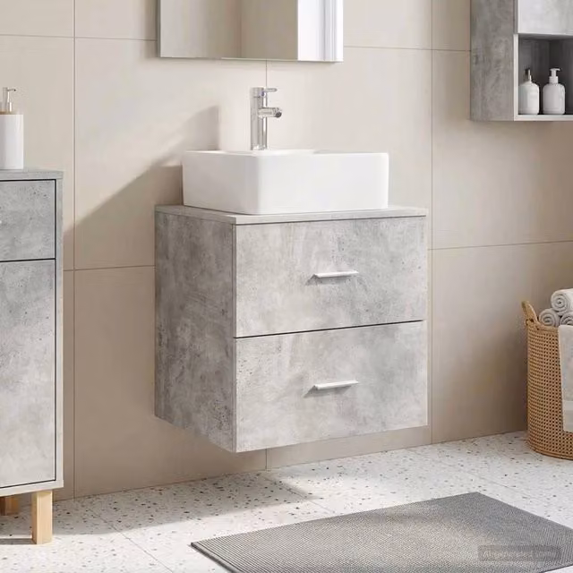 Mobile Lavabo da Parete Grigio Cemento 49,5 x 41 x 63 cm 890273