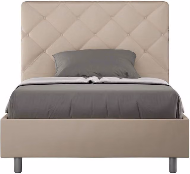 Letto una piazza e mezza Ityhome Priya con rete imbottita in similpelle beige L 110 cm x P 200 cm