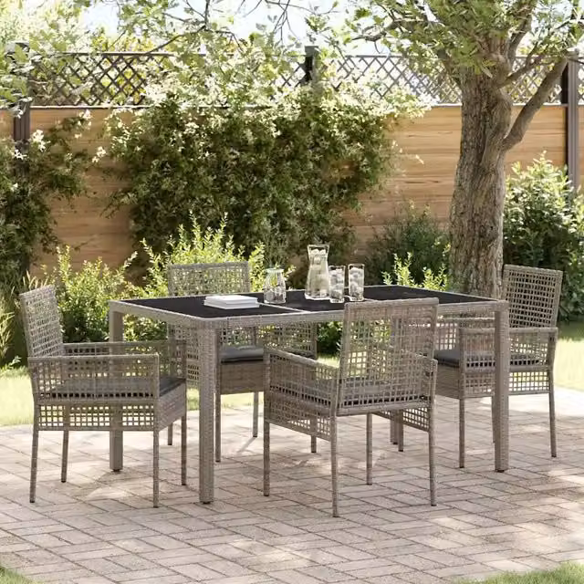 Set da Pranzo per Giardino 5 pz Grigio polyrattan 3334873