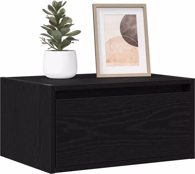 Set di 2 comodini a parete con luci LED vidaXL, colore nero opaco, design moderno