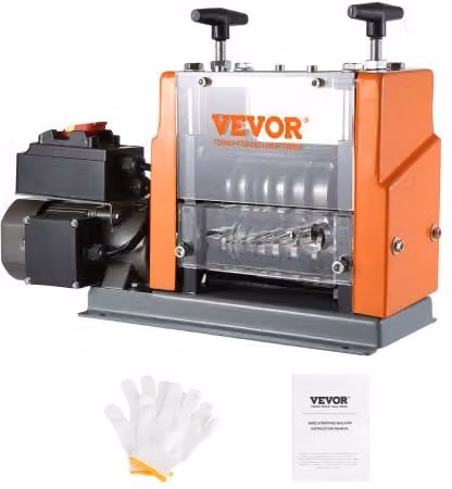 VEVOR Macchina Spellacavi Elettrica in Lega di Alluminio 60W, Calibro 1,5-25 mm, Colore Arancione, L/P/H: 48 x 17 x 32 cm