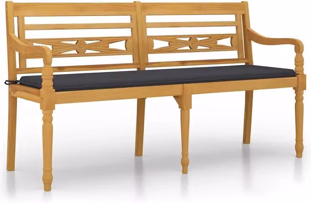 Panca da Giardino | Panchina Batavia Cuscino Antracite 150 cm Legno Massello Teak