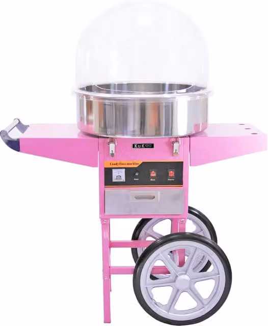 Macchina Zucchero Filato Rosa con Carrello e Cupola 50 cm Kukoo