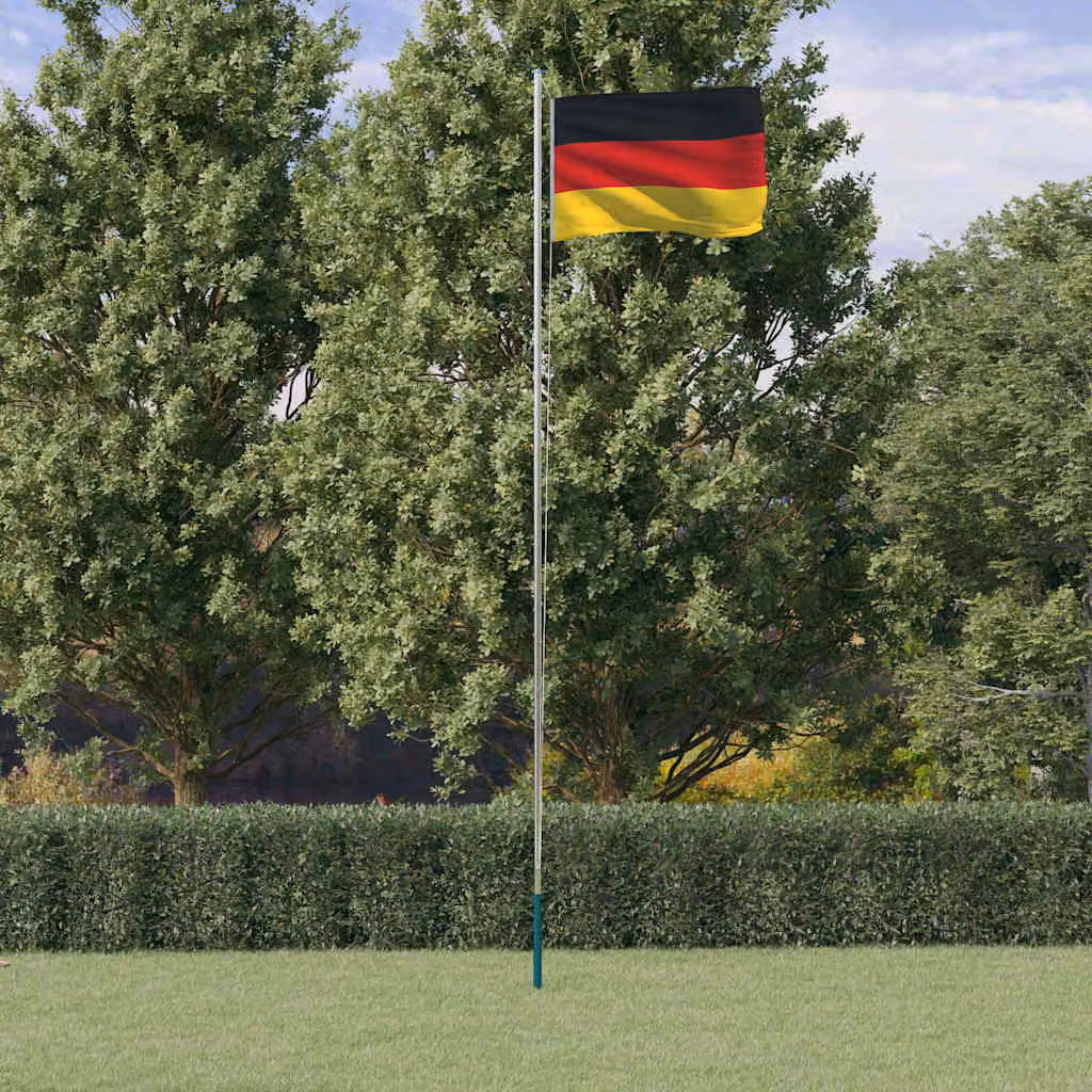 vidaXL Asta e Bandiera della Germania in Alluminio e Poliestere, Multicolore e Argento, Lunghezza: 6,08 m