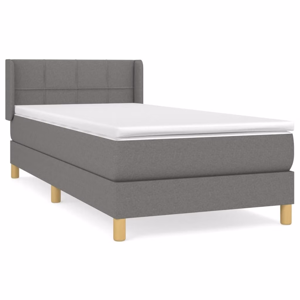 Giroletto a Molle con Materasso Grigio Scuro 100x200 cm Tessuto