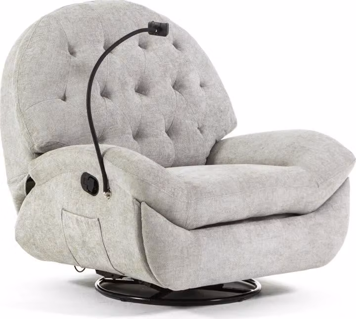 Poltrona girevole con funzione reclinabile, meccanismo a dondolo e tasca laterale - 3 posizioni, seduta ergonomica e design morbido per il massimo comfort - PINA - Grigio