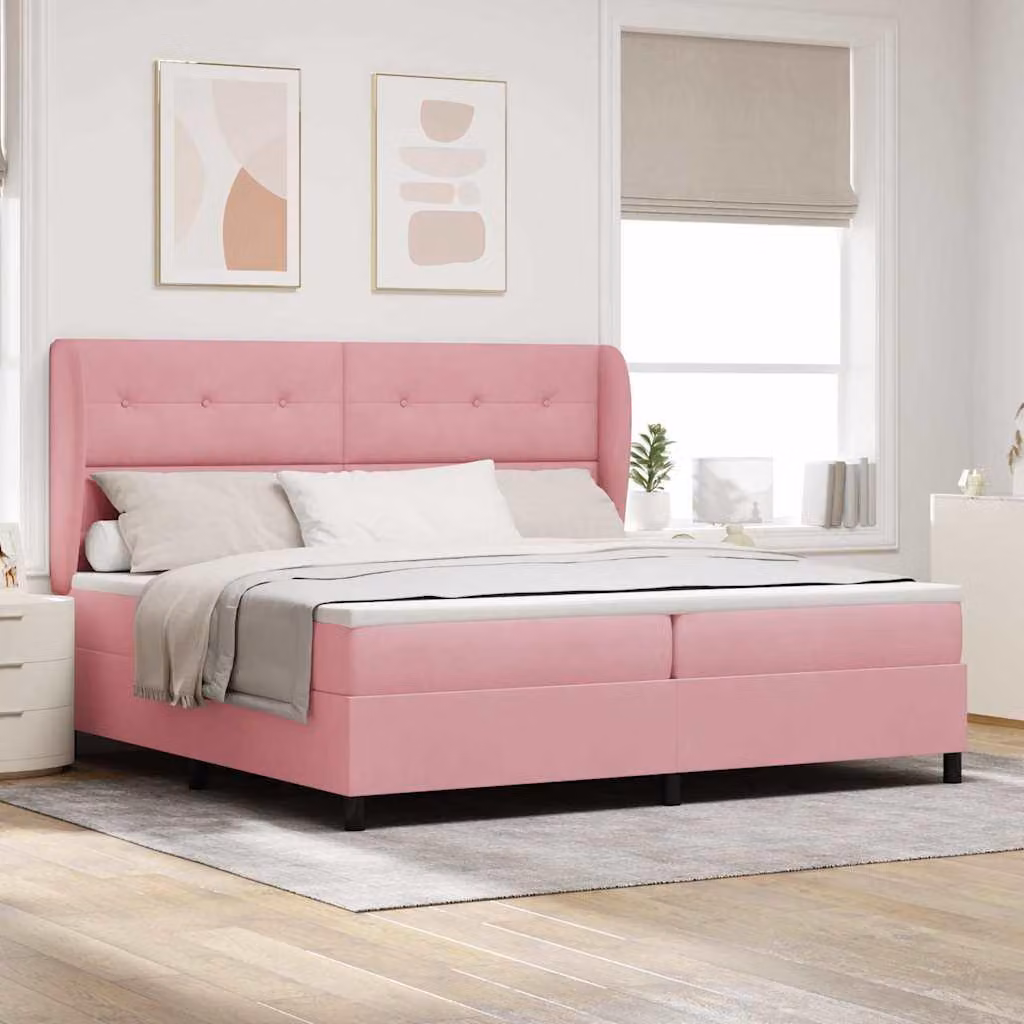 Maison Exclusive - Letto boxspring con testiera Rosa 200 x 200 cm in velluto