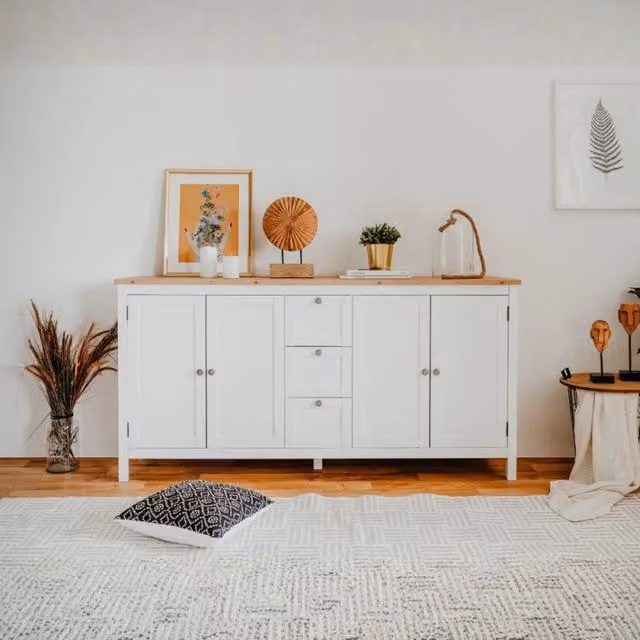 Madia Bergen51 con 4 ante e 3 cassetti colore bianco e rovere oak